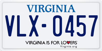 VA license plate VLX0457