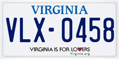 VA license plate VLX0458