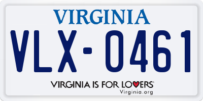 VA license plate VLX0461