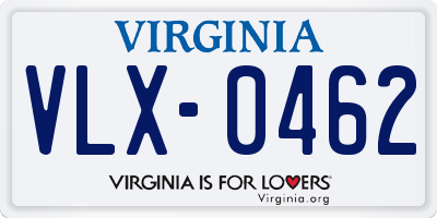 VA license plate VLX0462