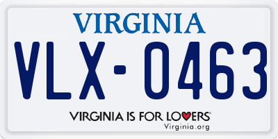 VA license plate VLX0463