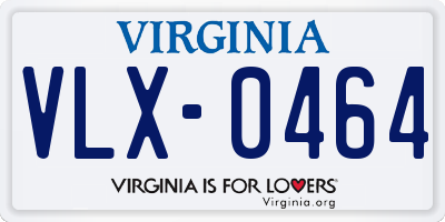 VA license plate VLX0464