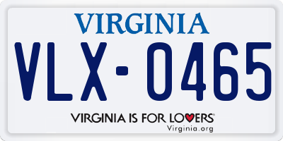 VA license plate VLX0465