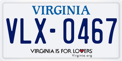 VA license plate VLX0467