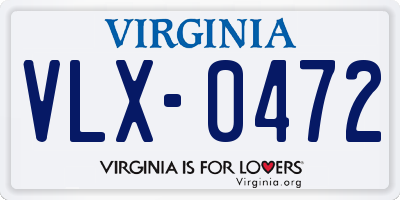 VA license plate VLX0472