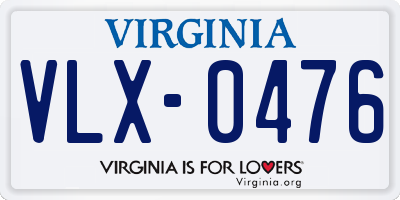 VA license plate VLX0476