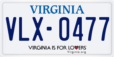 VA license plate VLX0477