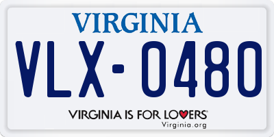 VA license plate VLX0480