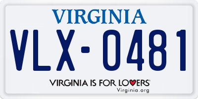 VA license plate VLX0481