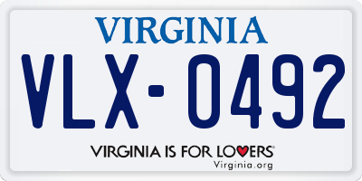 VA license plate VLX0492