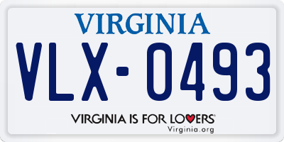 VA license plate VLX0493