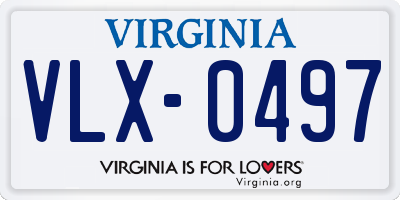 VA license plate VLX0497