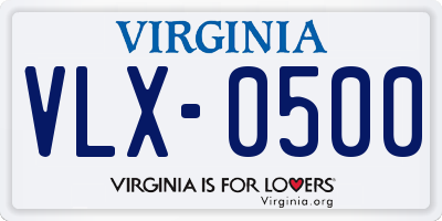 VA license plate VLX0500