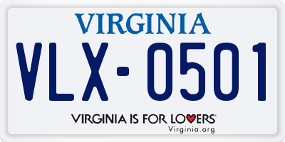 VA license plate VLX0501