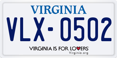 VA license plate VLX0502