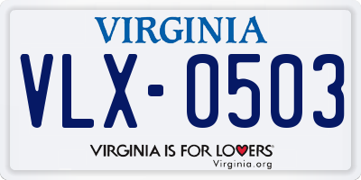 VA license plate VLX0503