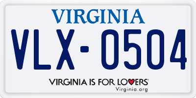 VA license plate VLX0504