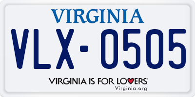 VA license plate VLX0505