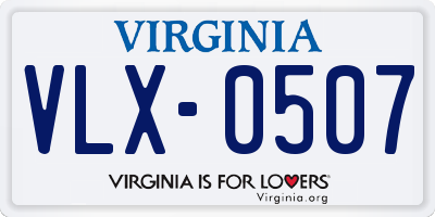 VA license plate VLX0507