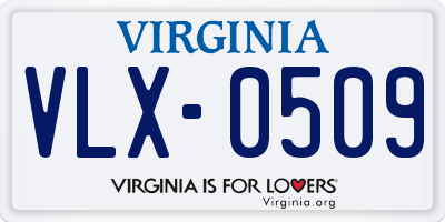 VA license plate VLX0509