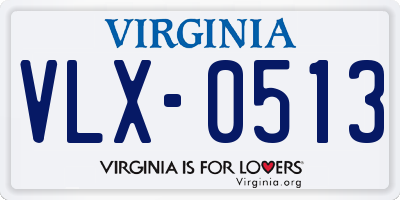 VA license plate VLX0513