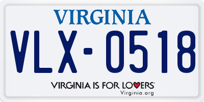 VA license plate VLX0518