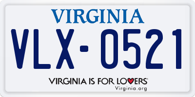 VA license plate VLX0521