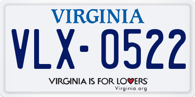 VA license plate VLX0522