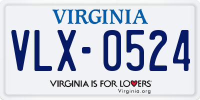 VA license plate VLX0524