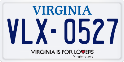 VA license plate VLX0527