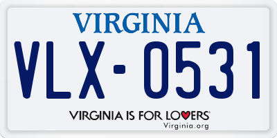 VA license plate VLX0531