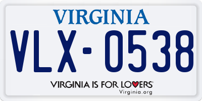 VA license plate VLX0538