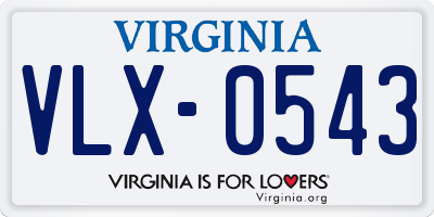 VA license plate VLX0543