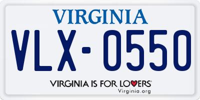 VA license plate VLX0550