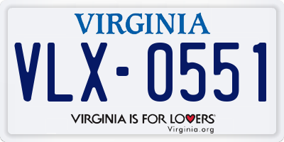 VA license plate VLX0551