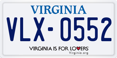 VA license plate VLX0552