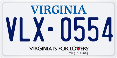 VA license plate VLX0554