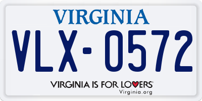 VA license plate VLX0572