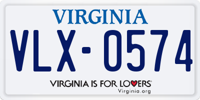 VA license plate VLX0574