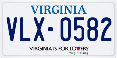 VA license plate VLX0582