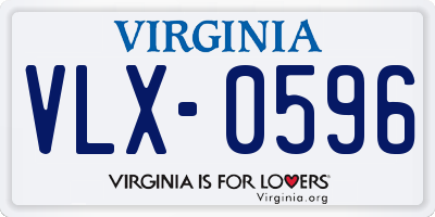 VA license plate VLX0596