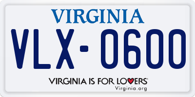 VA license plate VLX0600