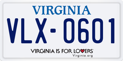 VA license plate VLX0601