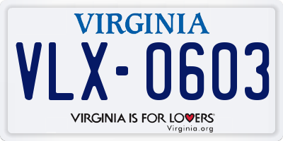 VA license plate VLX0603