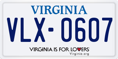 VA license plate VLX0607