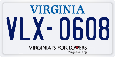 VA license plate VLX0608