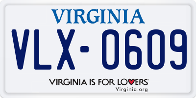 VA license plate VLX0609