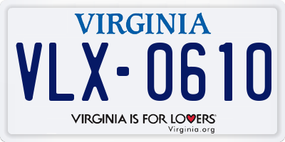 VA license plate VLX0610