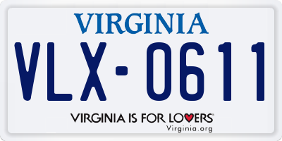 VA license plate VLX0611