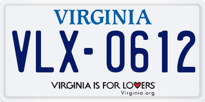 VA license plate VLX0612